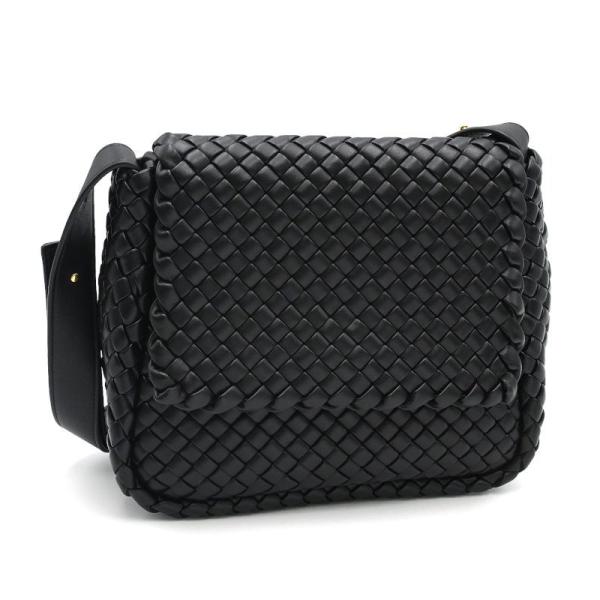 ボッテガヴェネタ イントレチャート コブルショルダーバッグ 709418V01D1 ラムスキン ブラック 肩掛けバッグ ワンショルダー 中古 送料無料 BOTTEGA VENETA（ボッテガ・ヴェネタ） イントレチャート コブル