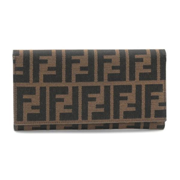 FENDI フェンディ 長財布 ズッカ柄 フラップロングウォレット ブラウン FENDI（フェンディ） フラップウォレット ズッカ柄 二つ折り長財布