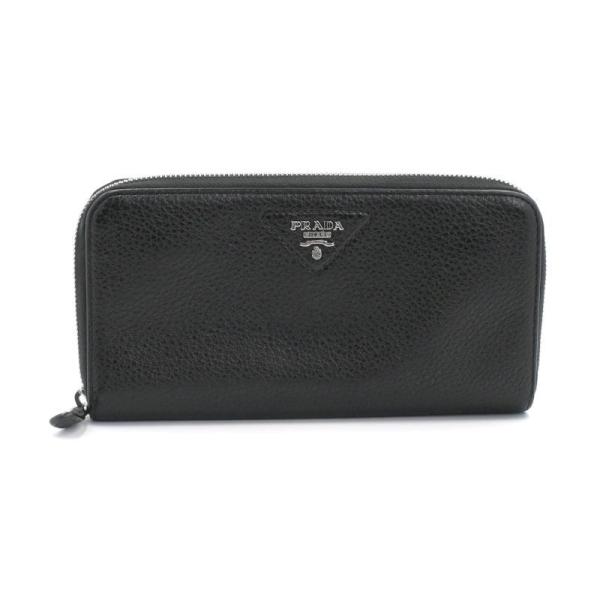 PRADA（プラダ） ジップアラウンド長財布 レザー ネロ シルバー金具