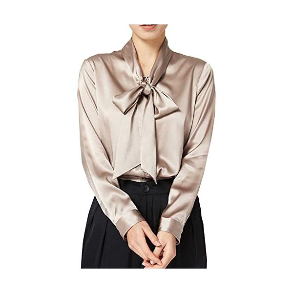 MAYUDAMAシルク)重厚シルク ブラウス ボウタイ 大きなリボン ブラウス