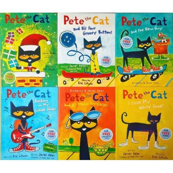 Pete the cat 大きな絵本セット，アメリカの子供たちに大人気の、破天荒キャット「Pete」の絵本6冊セットです。歌と一緒に楽しめるPete the Catは、親子ではじめて洋書にチャレンジするのにぴったりです！21.5ｘ28ｃｍ各...