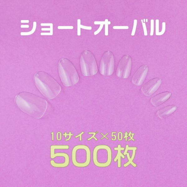 ネイルチップ 無地 ショートオーバルクリア 500枚 #12 サンプル作成 練習用に最適