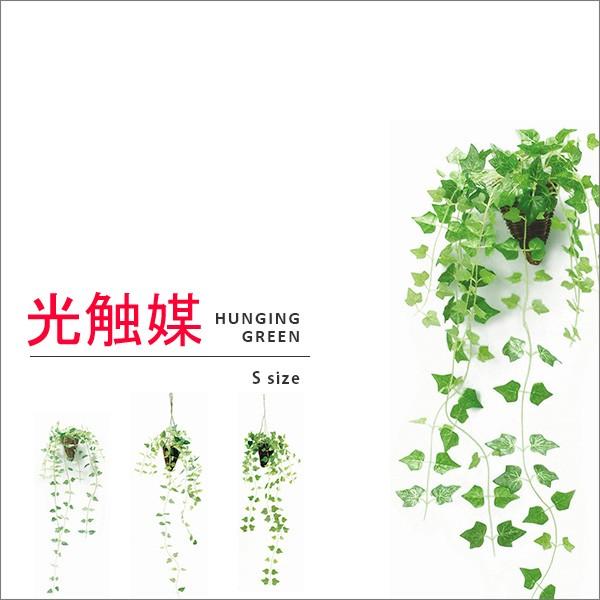 光触媒加工を施したインテリアグリーン！壁掛けタイプと吊るしタイプを選択ください。【インテリアグリーン/ハンギンググリーン/Ｓサイズ】サイズ：Ｓサイズ材　質：葉 / プラスチック　　　　器 / 籐※光触媒加工｜インテリアグリーン｜光触媒｜消臭...
