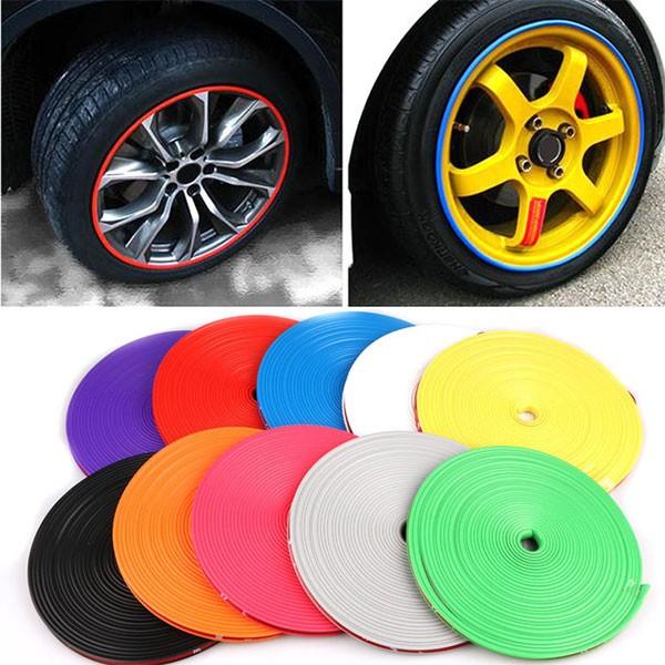 ホイールリムガード 保護カバー ステッカー テープ 車 バイク カー用品 タイヤ 8m ロール 色選択