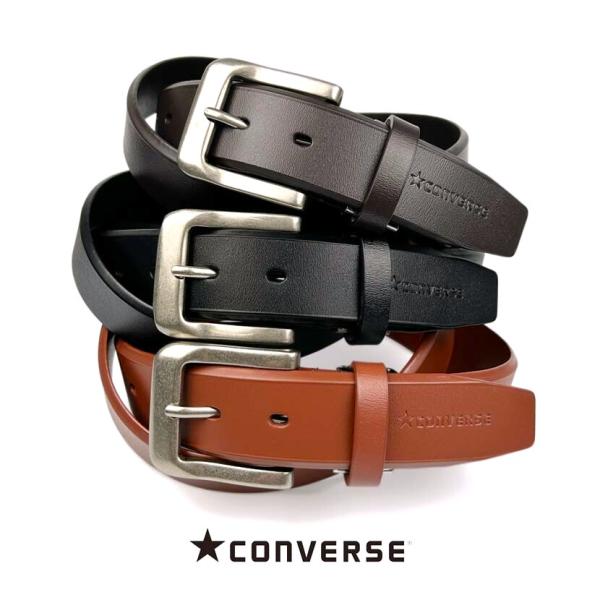 converse コンバース リアルレザー シングルピン ベルト ロゴ型押し 本革 cv1924 【送料無料】【父の日】【クリスマス】