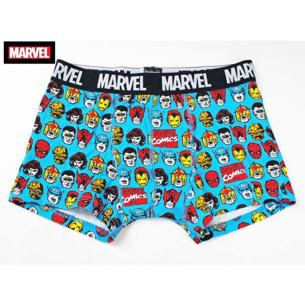 【MARVEL】マーベル 前閉じ ボクサーパンツ ボクサーブリーフ 「ヒーローズ パターン」 ブルー系 総柄　SP2154/2155 【送料無料】