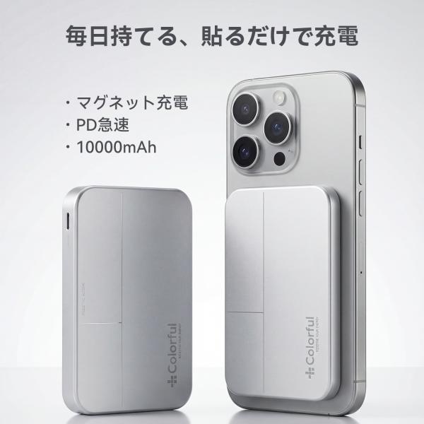 COLORFUL モバイルバッテリー magsafe 大容量 ワイヤレス 充電 急速