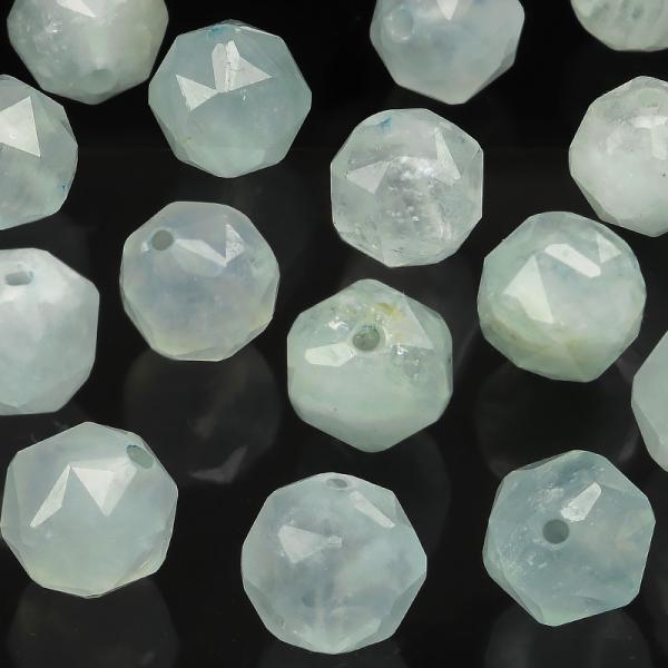 粒販売 アクアマリン スターカット 丸玉 8mm［プレミアムカット］【3粒