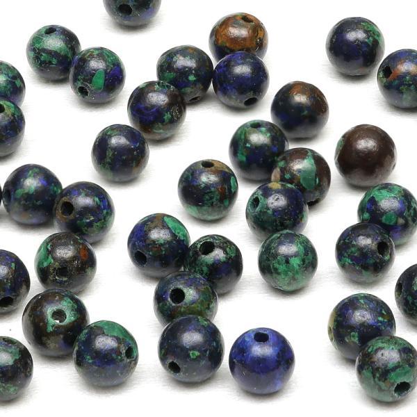 粒販売 アズライト（アズロマラカイト） 丸玉 4mm【10粒販売】 / X301