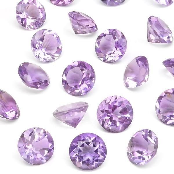 ブラジル産 ピンクアメジスト コインファセットカット ルース 6mm【4コ