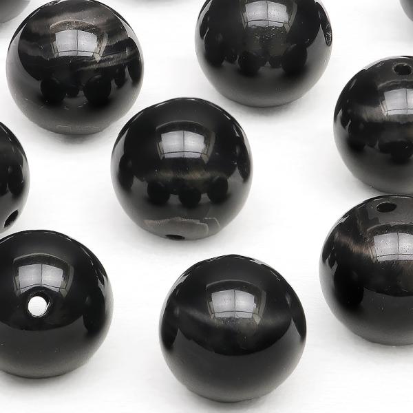 粒販売 ナミビア産 ブラックタイガーアイ 丸玉 10mm【6粒販売】 / T100