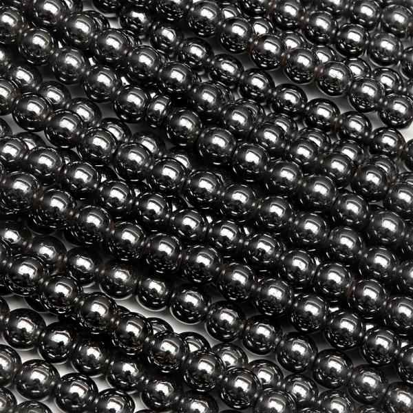 ヘマタイト［磁気入り］丸玉 4mm【1連販売】 / 6-23 HE4M-X : 天然石