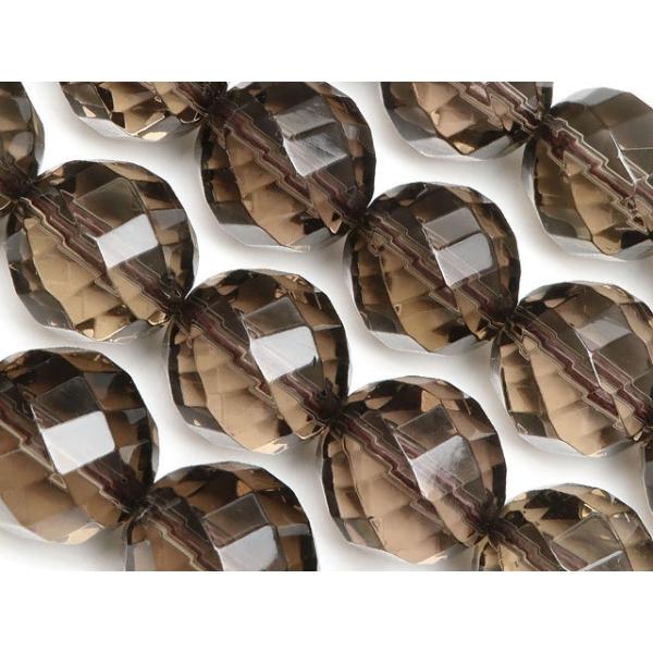 スモーキークォーツ 72面ツイストカット 丸玉 12mm【1連販売】 / 5-24 QQSM12-5