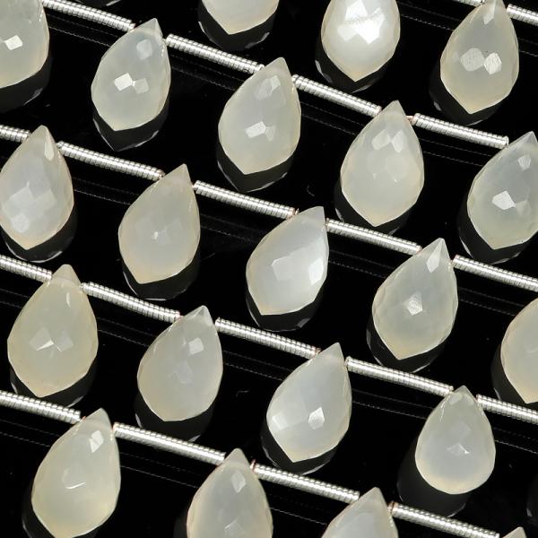 ホワイトムーンストーン ドロップカット 9〜12mm【1連販売】 / 9-14