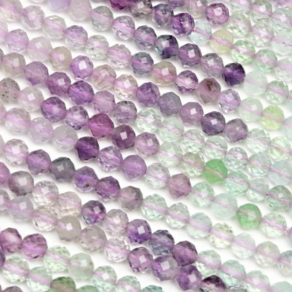 マルチカラーフローライト 面カット 丸玉 3mm［プレミアムカット］【1連販売】 / 7-10 FR3MC