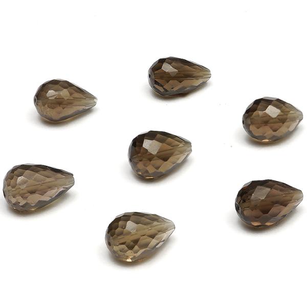 粒販売 スモーキークォーツ ドロップカット 8×5mm［縦穴］【4粒販売