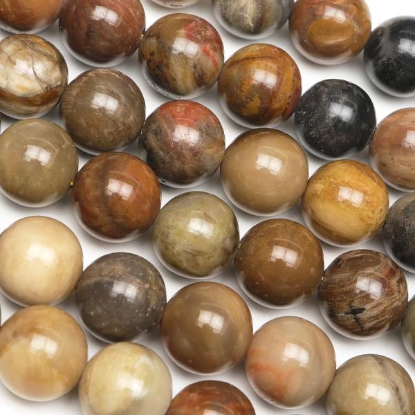 ペトリファイドウッド 丸玉 8mm【1連販売】 / 2-22 PF8M-X : 天然石