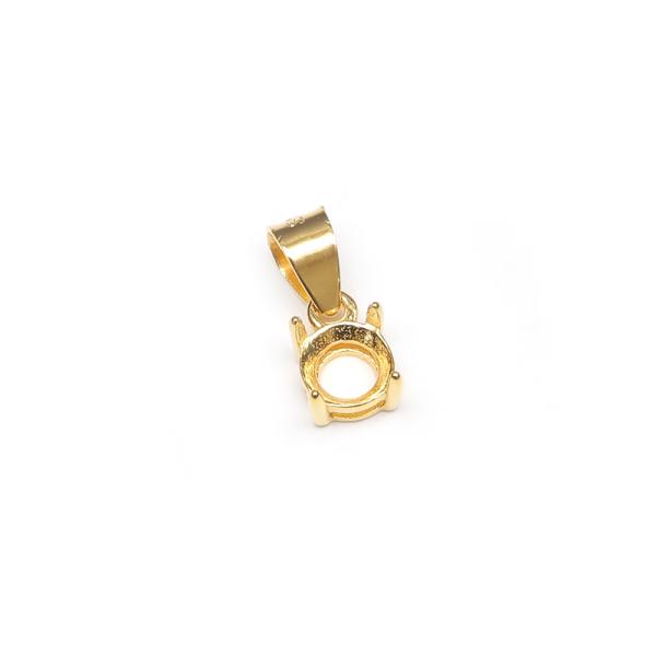 SILVER925 ペンダント用空枠 4本爪 ファセットカット4mm［18KGP］【1コ