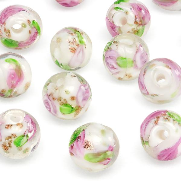 粒販売 とんぼ玉 丸玉 8mm［薔薇］【10粒販売】 / X326 TB8MR