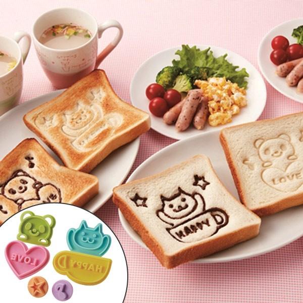 押し型　食パンスタンプ　食パンアレンジ　スタンプセット　6個入り （ ランチグッズ 朝食 子ども ）