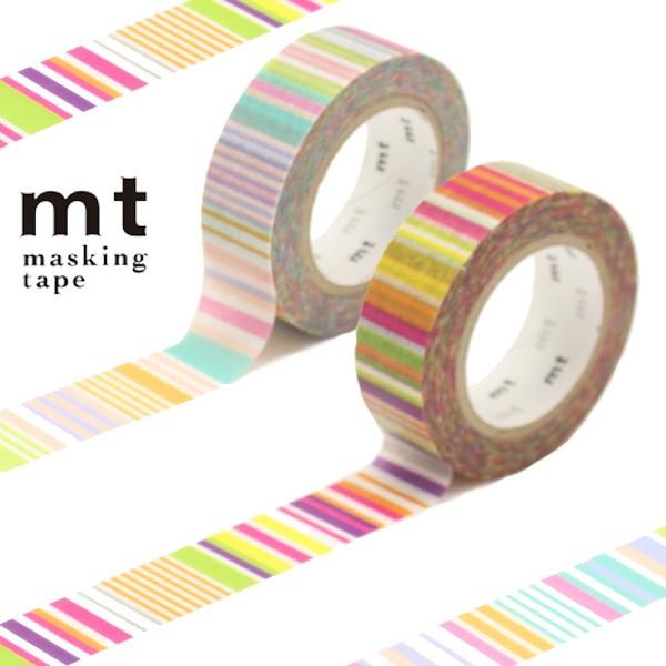 マスキングテープ mt 1P マルチボーダー 幅15mm （ カモ井加工紙