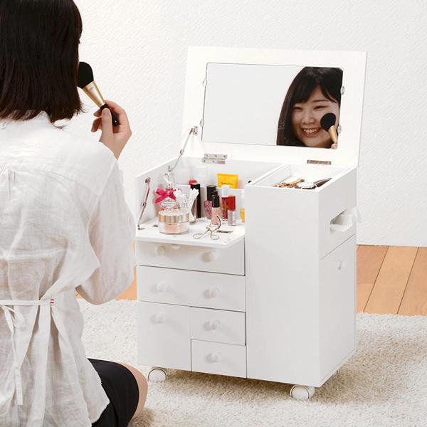 送料無料【新品】姫系 たっぷり収納 多機能 コスメ ワゴン Amazon｜コンパクトでもすべて納まる コスメワゴン キャスター