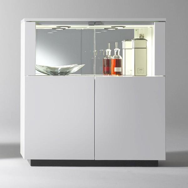 リビングボード ガラス扉 ダウンライト付 キャビネット PAIRE 幅100cm