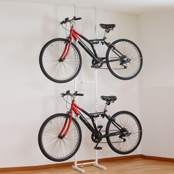 突っ張り 自転車ラック 幅31.5〜46.5cm 2段 スチール製 突っ張り 自転車ラック 幅31.5〜46.5cm 2段 スチール製