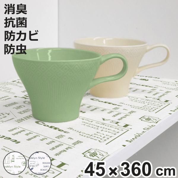 サイズ/約幅45×長さ360cm内容量/1枚材質/ポリエチレン（防虫加工、消臭加工、抗菌加工、防カビ加工）種類/グリーン、ブルー生産国/日本製耐熱温度/60度●収納スペースをさりげなくオシャレにできるプリント入りの食器棚シートです。●幅45...