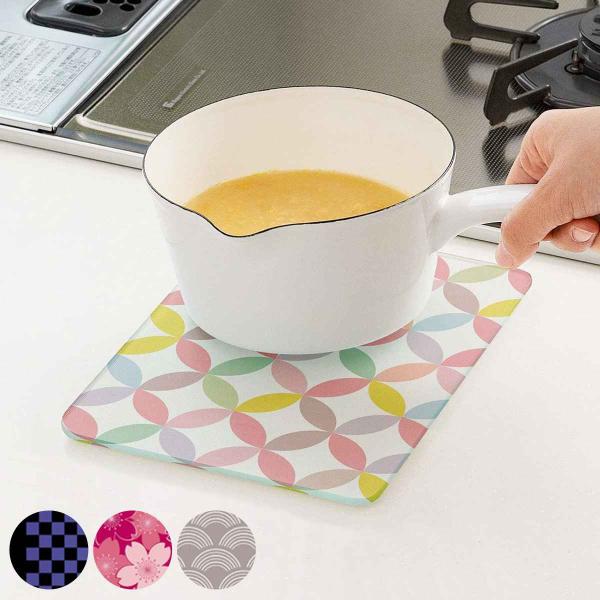 キッチントッププレート 鍋敷き 耐熱ガラス製 日本文様 22 6 16 2cm 耐熱プレート キッチンシート 汚れ防止 お弁当グッズのカラフルボックス 通販 Yahoo ショッピング
