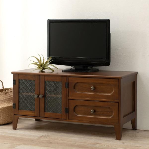 【送料無料】高級 木製 ガラス扉付 テレビ台 アンティーク調 幅120cm colorfulbox_303211