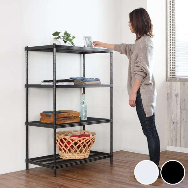 在庫限り・入荷無し）スチールラック 4段 メタルメッシュラック