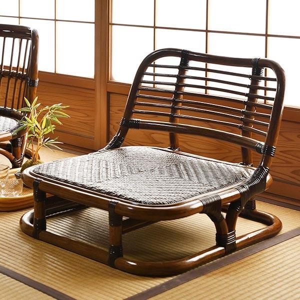 籐 座椅子 角形 ローチェア ラタン製 籐家具 座面高15cm