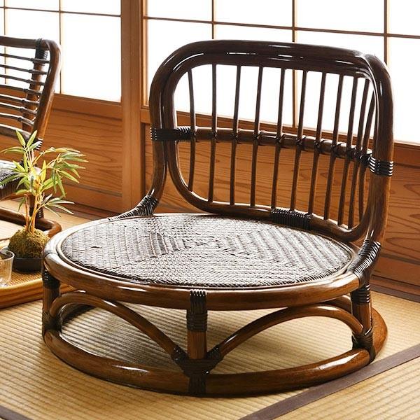 籐 座椅子 丸形 ローチェア ラタン製 籐家具 座面高15cm （ ラタン