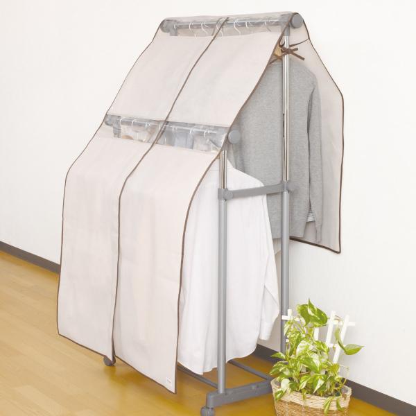 サイズ/約幅90×高さ150cm延長カバー：約幅45×高さ150cm内容量/1個付属品：延長カバー材質/本体生地：ポリプロピレン（不織布）窓：ポリエチレン生産国/中国製●大切な衣類をホコリから守るダブルポール用ハンガーラックカバーです。●幅...