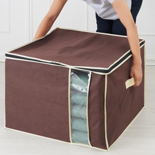 サイズ/約幅63×奥行59×高さ45cm内容量/1個材質/本体：ポリプロピレン不織布窓：EVA樹脂生産国/中国製●大判の座布団が約5枚が入る収納ケースです。●炭加工シートをはさんだ特殊な不織布を使用しています。●炭の力で気になる汗のニオイや...