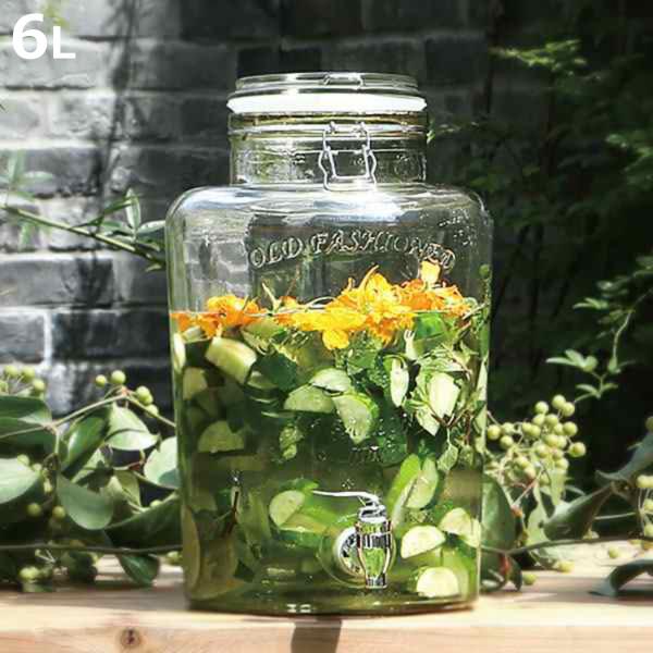 サイズ/約幅20×奥行25×高さ32cm容量/約6L内容量/1個材質/本体、フタ：ガラス蛇口、ナット：ABSパッキン：シリコンワイヤー固定具：スチール生産国/中国製食器洗い乾燥機/使用不可電子レンジ/使用不可●コールドドリンク専用のガラス製...