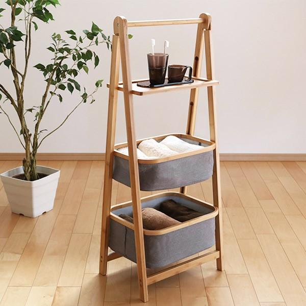 43 割引最新デザインの 竹製ランドリーラック 折りたたみ A式 バスケット2段 棚板1段 ランドリーバスケット ランドリー収納 竹製 A式バスケット2段 棚板1段 ラック バスケット 棚付き 小物入れ ドライヤー収納 リビング収納 キッチン収納 インテリア 組立て