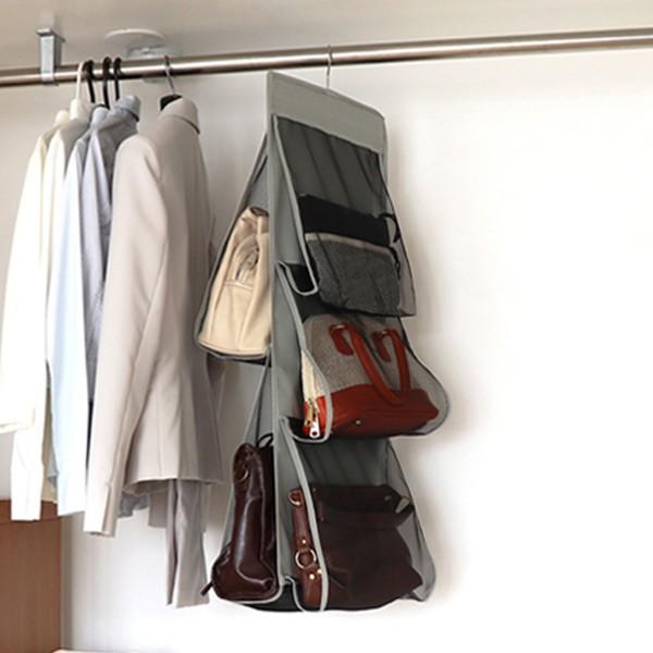 クローゼット収納 バッグ 収納 吊り下げ グレー （ バッグ収納 カバン
