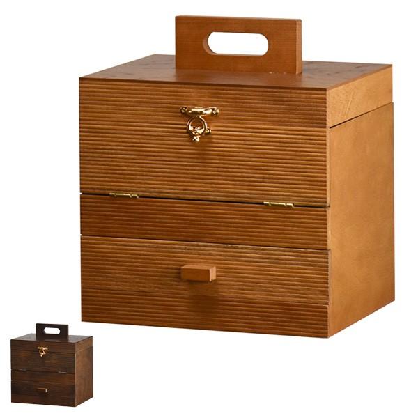 メイクボックス 幅26cm 木製 ミラー付 引き出し付 化粧品 収納