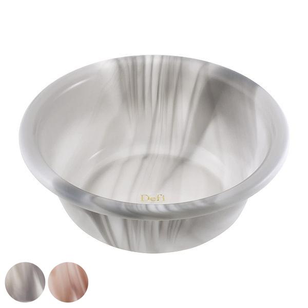 サイズ/約高さ9cm直径：約27cm重量/約192g内容量/1個材質/ポリプロピレン種類/スモーク、アンバー生産国/日本製●大理石調の模様がお洒落な「Defi」シリーズの洗面器です。●抗菌の品質が認められたSIAAマーク付きです。●ヌルヌル...