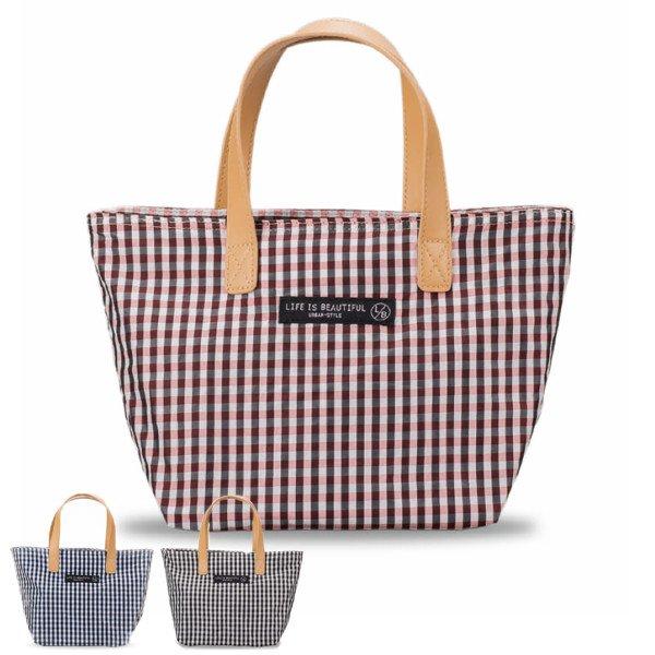 ランチバッグ 保冷 LIFE IS BEAUTIFUL ランチトートバッグ ギンガム
