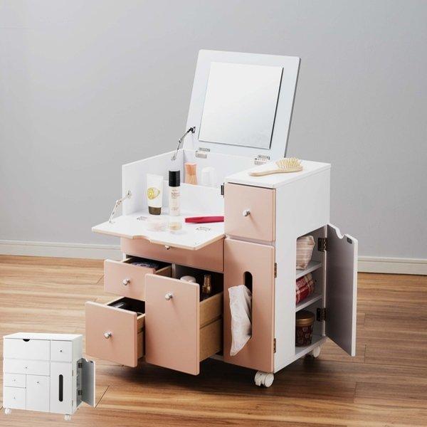 コスメワゴン 幅53ｃｍ メイクワゴン 収納 キャスター ミラー コスメボックス 鏡台 ドレッサー 引き出し 収納付き 鏡 お弁当グッズのカラフルボックス 通販 Yahoo ショッピング