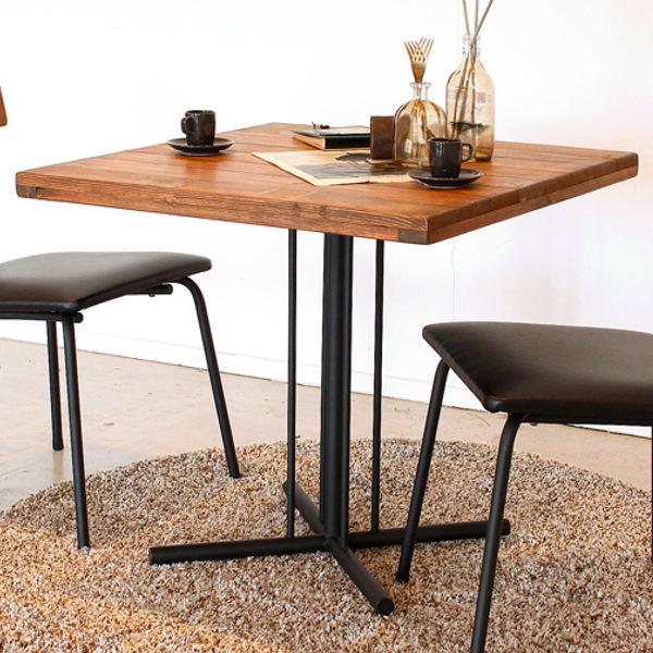 カフェテーブル 幅72cm 木製 天然木 スチール脚 ダイニング テーブル
