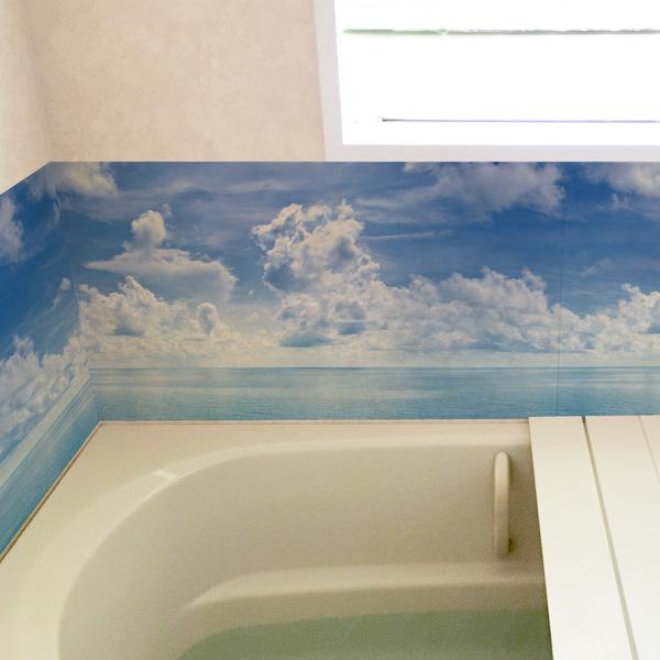 壁紙 幅44cm×長さ2m お風呂に貼れる フロデコ はがせる リメイクシート オーシャン （ 浴室 壁紙シール ウォールステッカー シール壁紙 ）