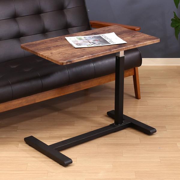 不二貿易 サイドテーブル コの字 幅70cm 昇降式 木目調 サイドラック