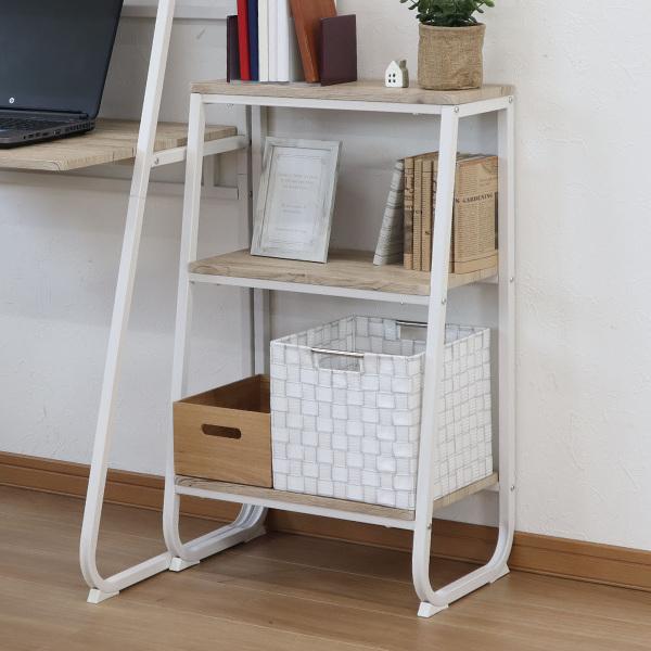 オープンラック 3段 スチールフレーム 古木風化粧板 幅50cm （ 収納