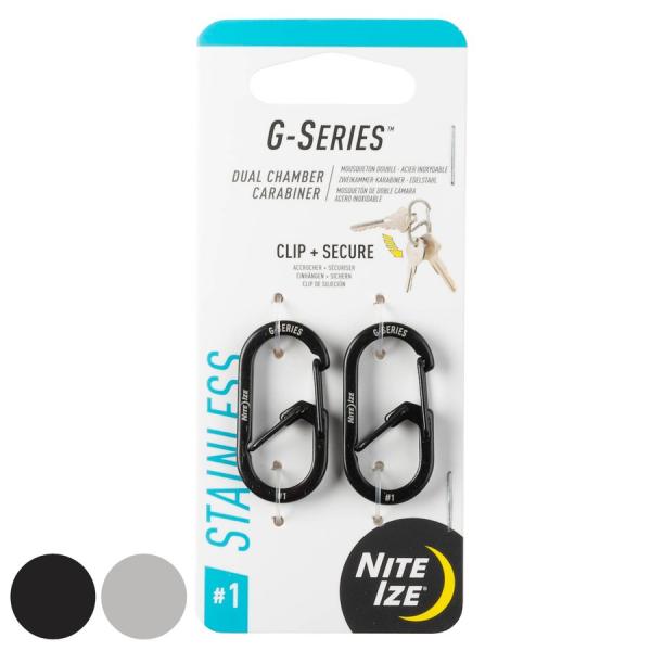 他サイト： カラビナ G型 2個入 カラビナー ＃1 幅1.8×高さ3.6cm （ ナイトアイズ NITEIZE G-SERIES Gシリーズ Gカラビナ フック キーフック ）の商品画像