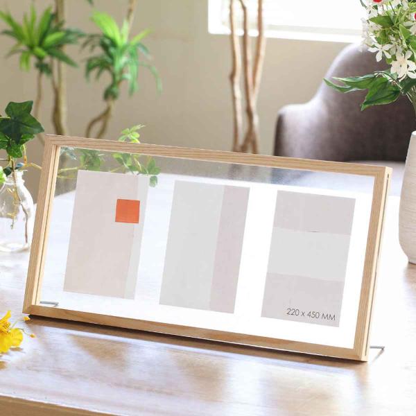 【カンクンで購入】写真立て Amazon.co.jp: [LSDZW] 飾れる フォトフレーム 横長 3窓 木製