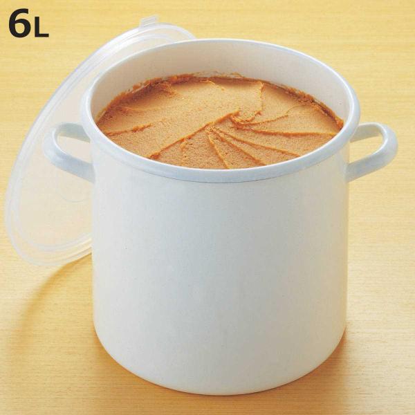 サイズ/約幅27.8×奥行22×高さ20.2cm重量/約1100g容量/約6L内容量/1個材質/容器：ホーロー用鋼板（板厚0.7mm）表面加工：ホーロー加工フタ：EVA樹脂生産国/インドネシア製●食材の下ごしらえやお味噌・常備菜の保存、漬物...